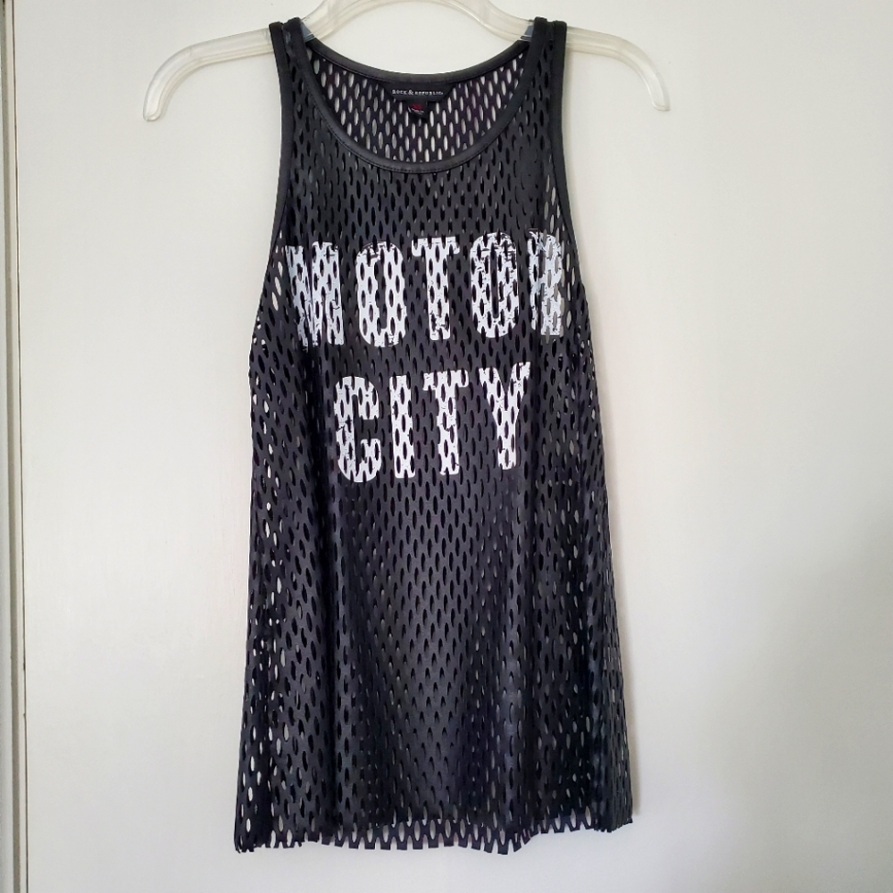 🕶️Like New Rock And Republic Detroit Motor City Mesh Tank